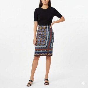 Maeve Anthropologie Midi Pencil Skirt Multi-Color Geometric Boho Size S Like New